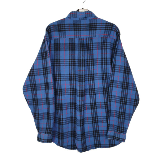 Mens Blue L.L.Bean Thick Chamois Plaid  Shirt