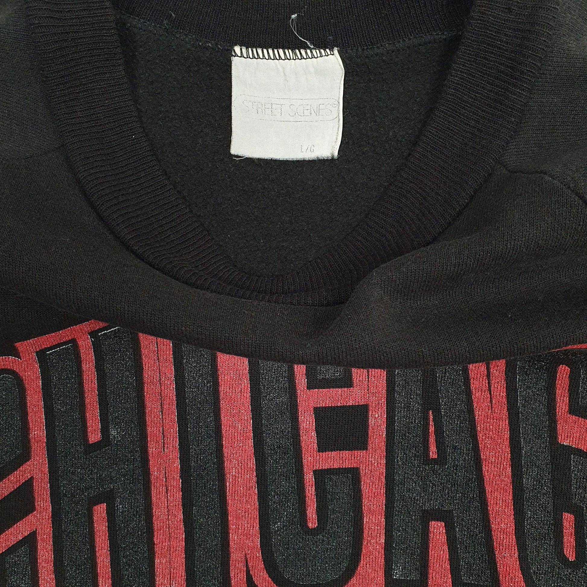 Mens Black Street Scenes Vest Vintage 90s Chicago Bulls NBA Basketball Crewneck Jumper