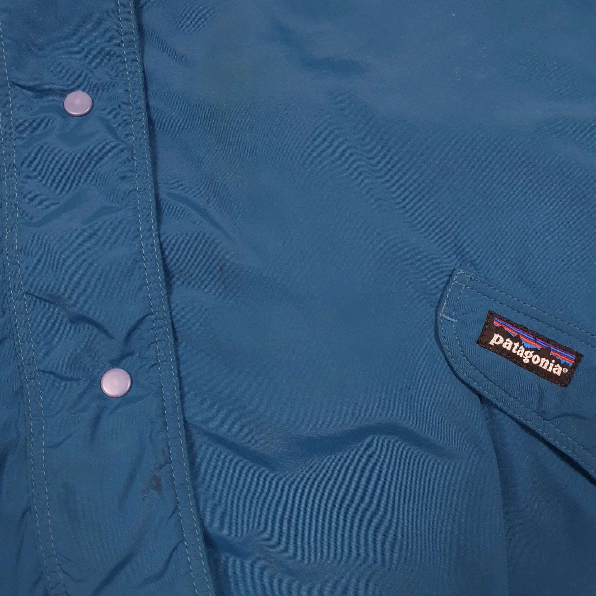 Womens Blue Patagonia Vintage 90s Fleece Lined Bomber  Coat