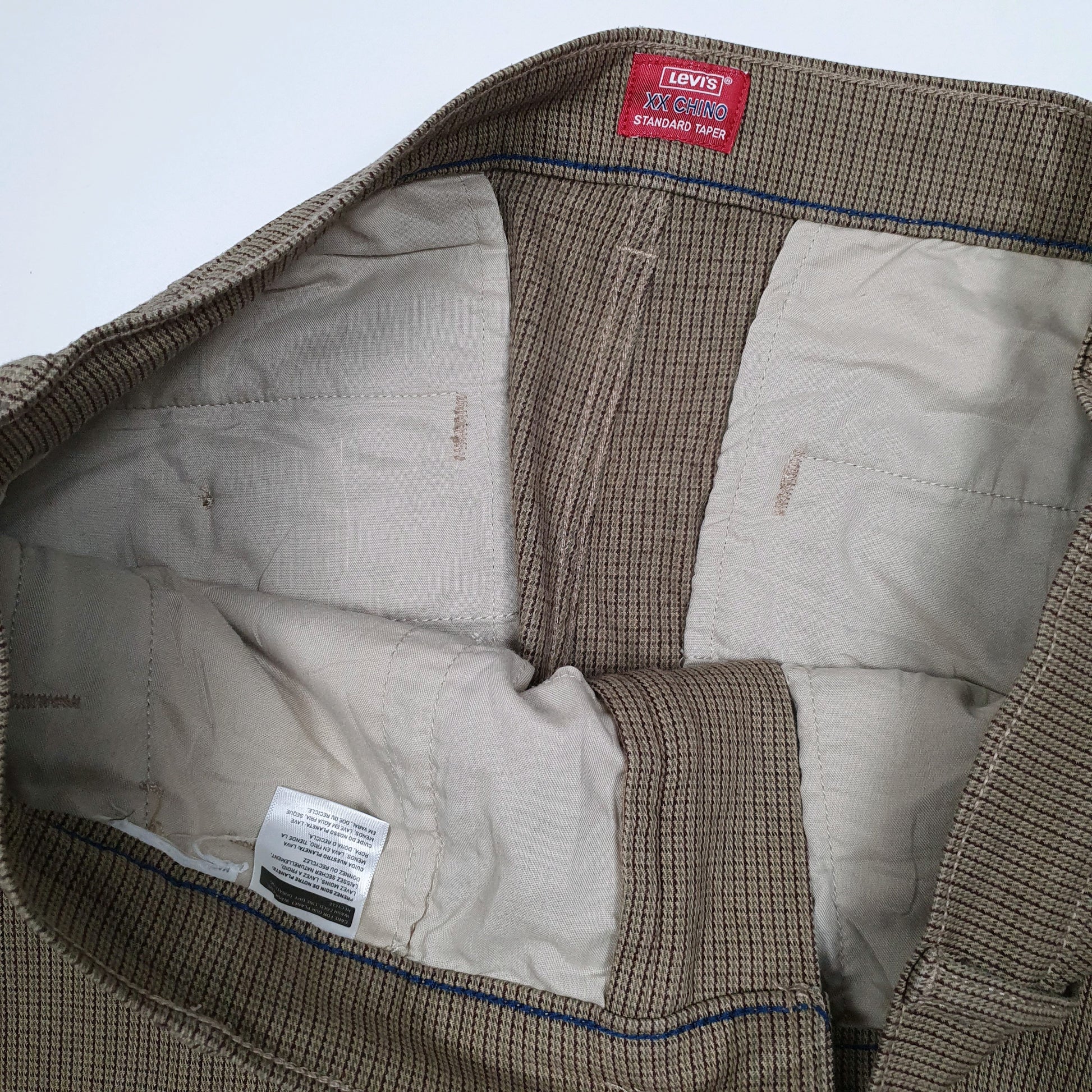 Mens Brown Levis Check Houndstooth  Trousers