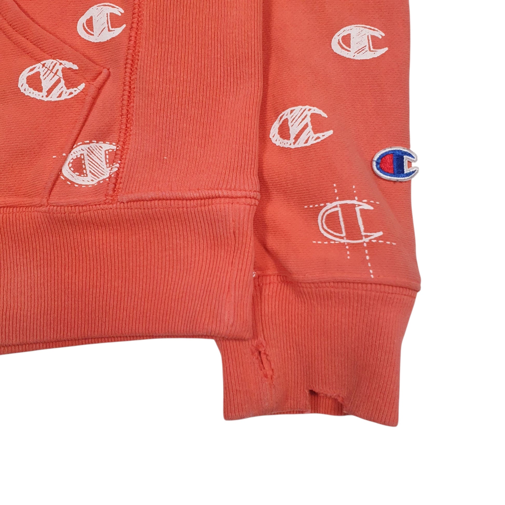 Mens Red Champion Reverse Weave Hoodie Jumper