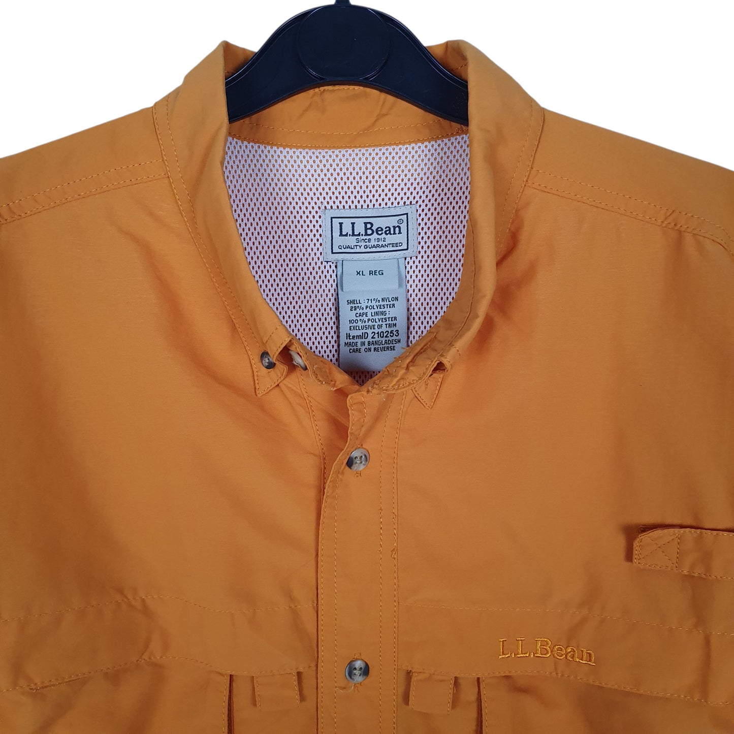 Mens Orange L.L.Bean Walking Hiking  Shirt