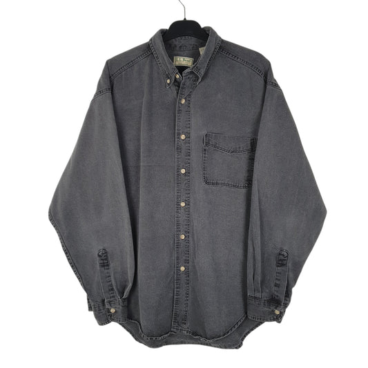 Mens Grey L.L.Bean Vintage 90s Denim Long Sleeve Shirt