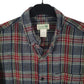 Mens Grey L.L.Bean Thick Flannel Plaid  Shirt