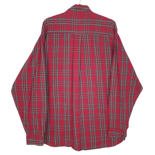 Mens Red L.L.Bean Plaid Flannel  Shirt