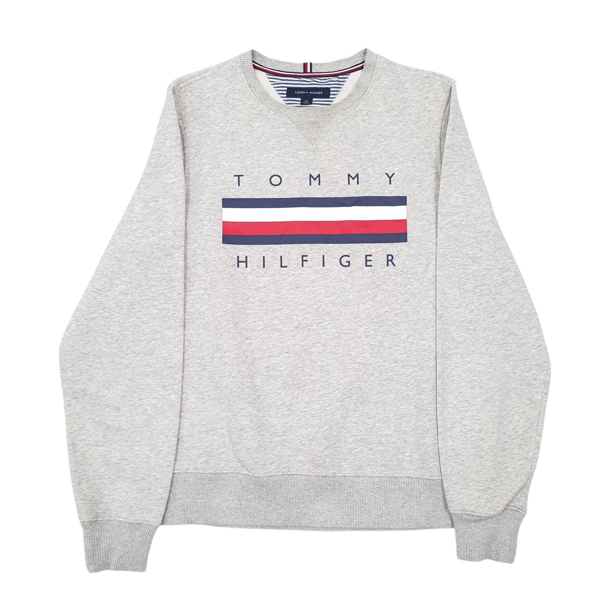 Mens Grey Tommy Hilfiger Spellout Crewneck Jumper