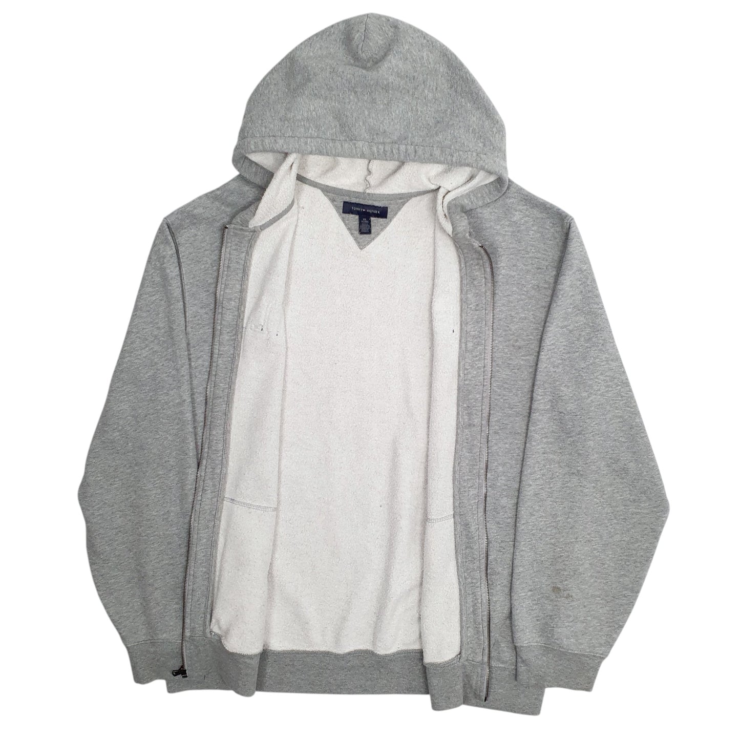 Mens Grey Tommy Hilfiger Hoodie Spellout Full Zip Jumper