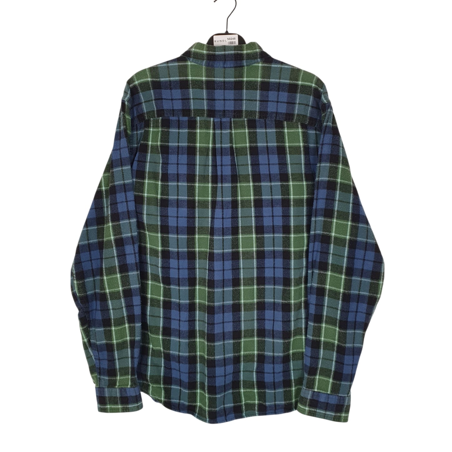Mens Blue L.L.Bean Scotch Plaid Flannel  Shirt