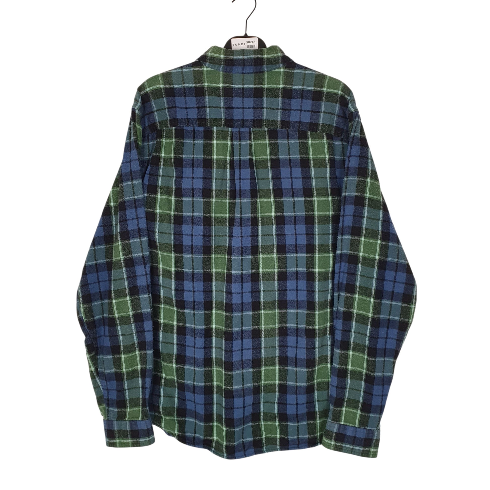 Mens Blue L.L.Bean Scotch Plaid Flannel  Shirt