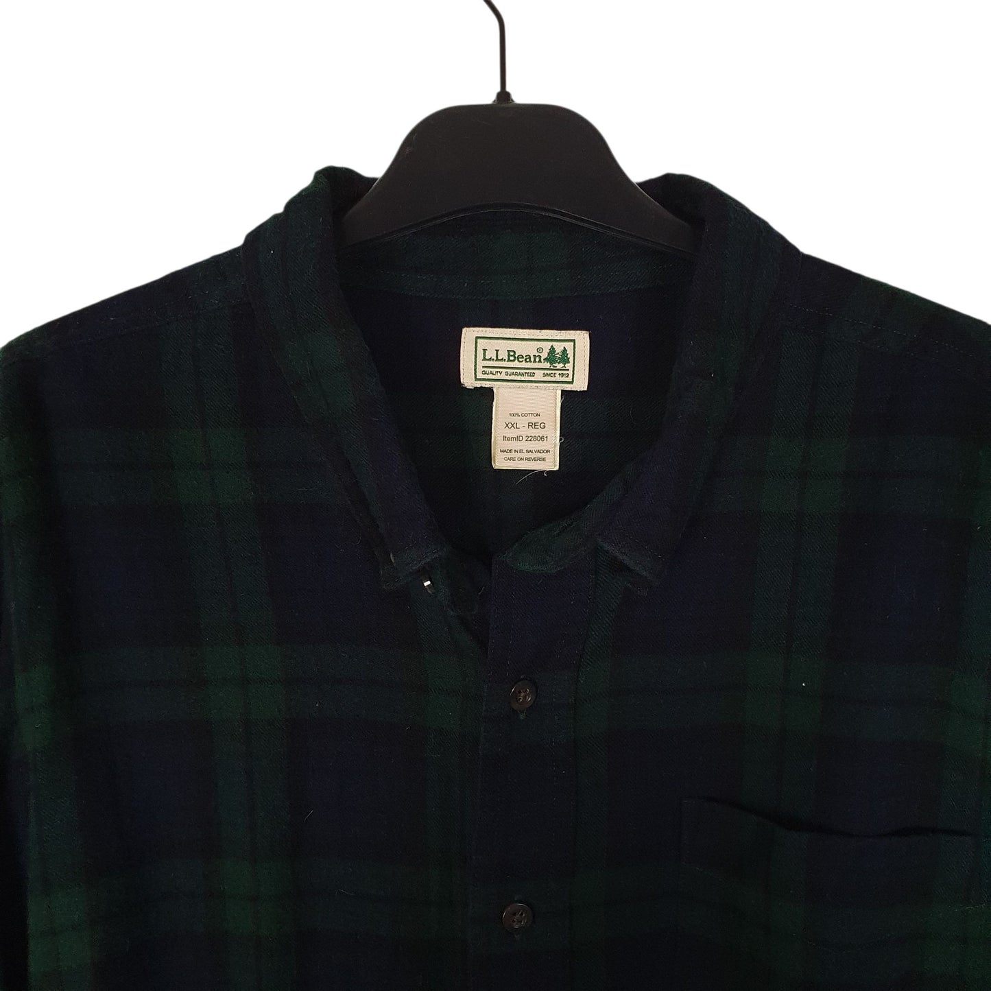 Mens Navy L.L.Bean Scotch Plaid Flannel  Shirt