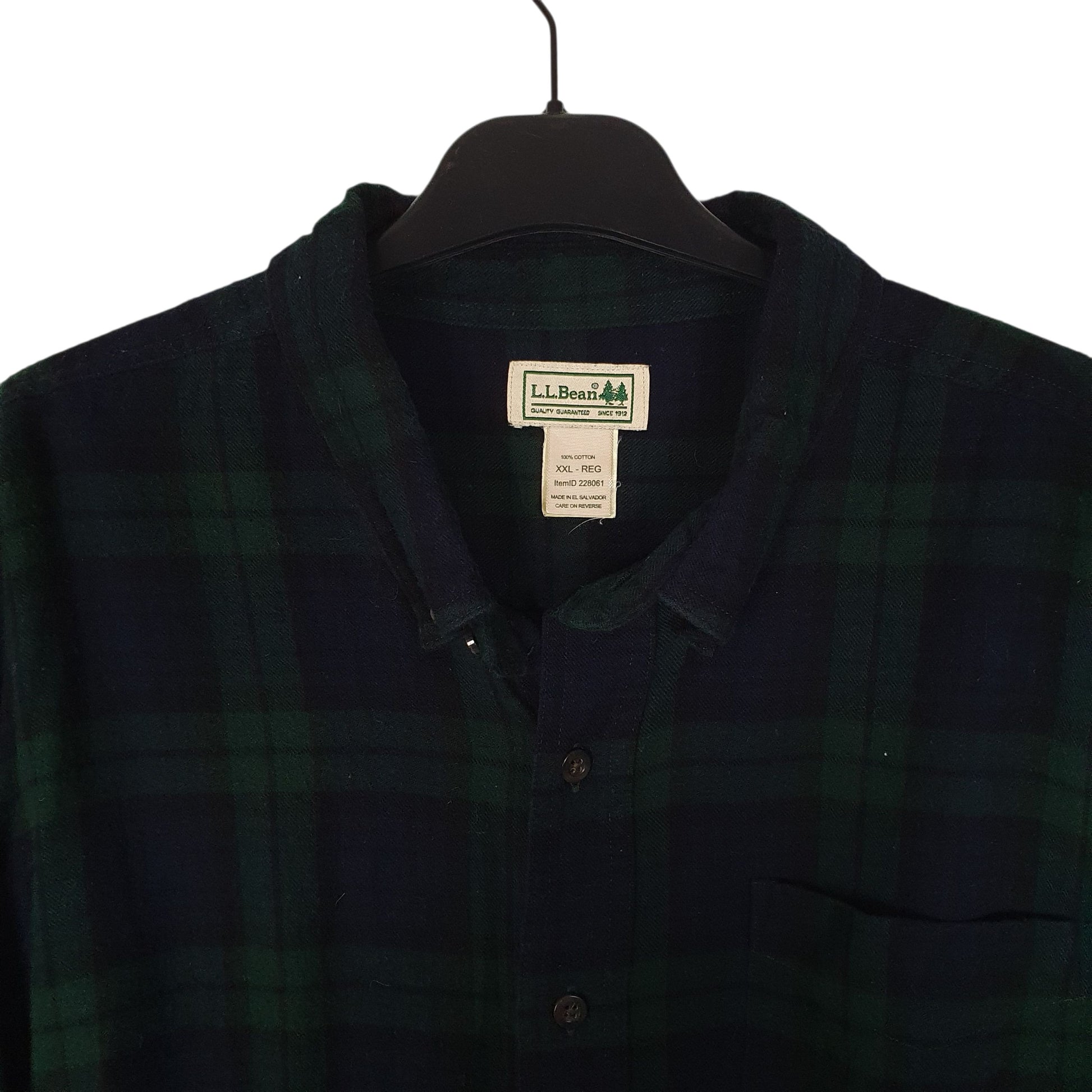 Mens Navy L.L.Bean Scotch Plaid Flannel  Shirt