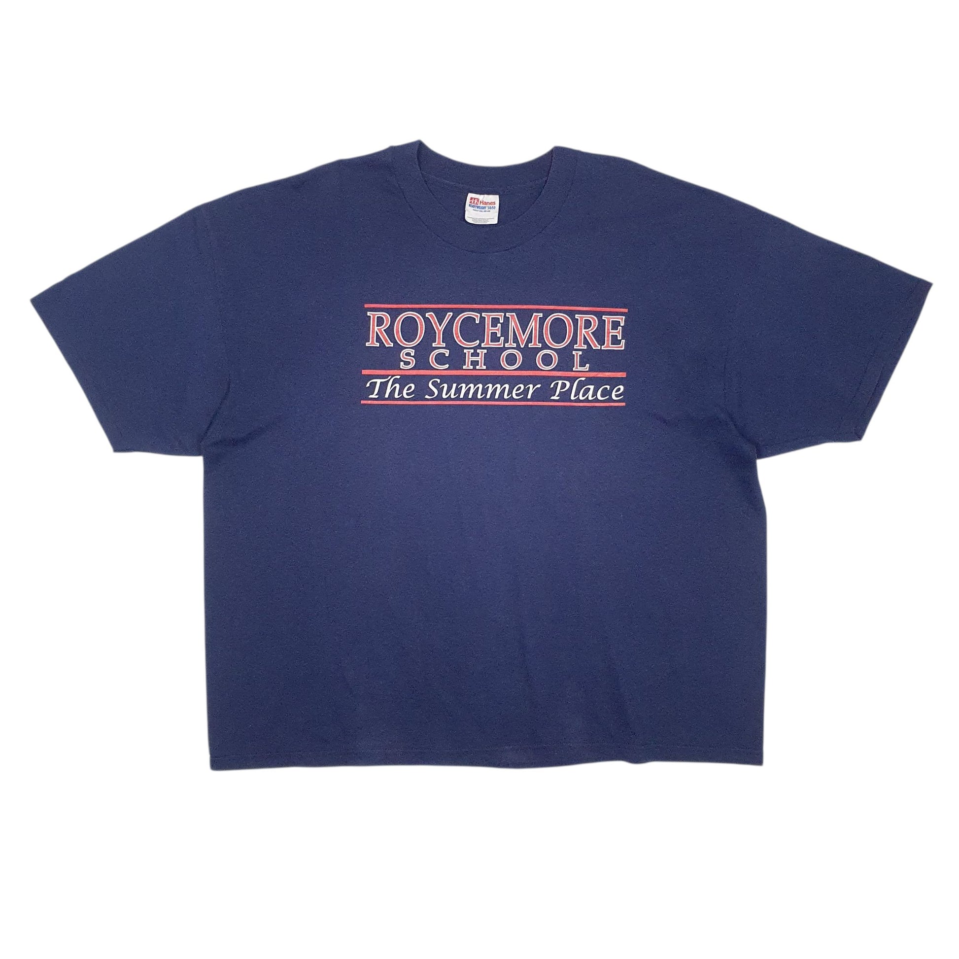 Mens Navy Hanes Single Stitch Vintage 90s Short Sleeve T Shirt