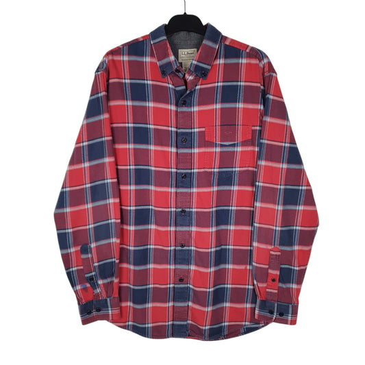 Mens Red L.L.Bean Plaid Long Sleeve Shirt