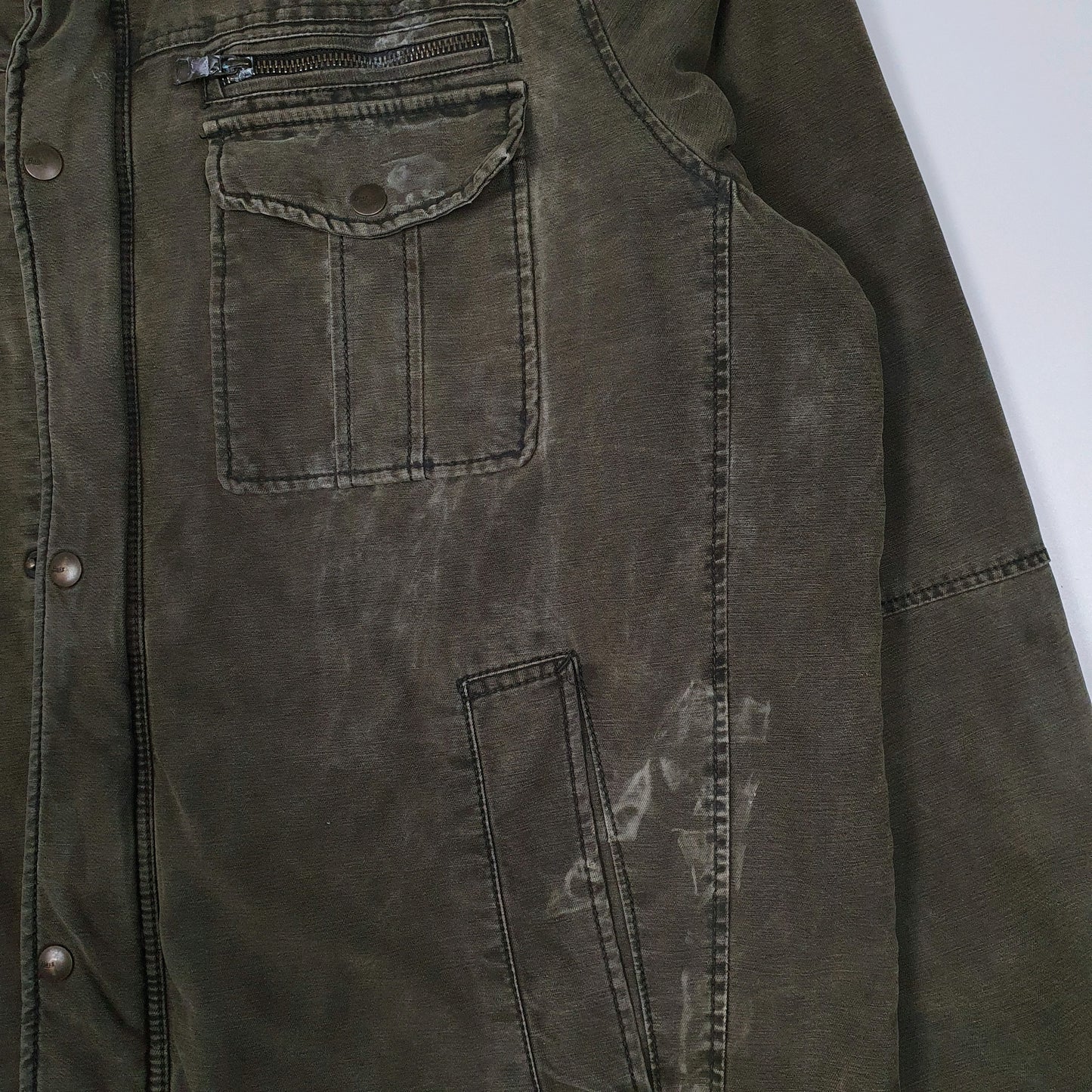 Mens Green GH Bass & Co Bomber Chore Crewneck Coat