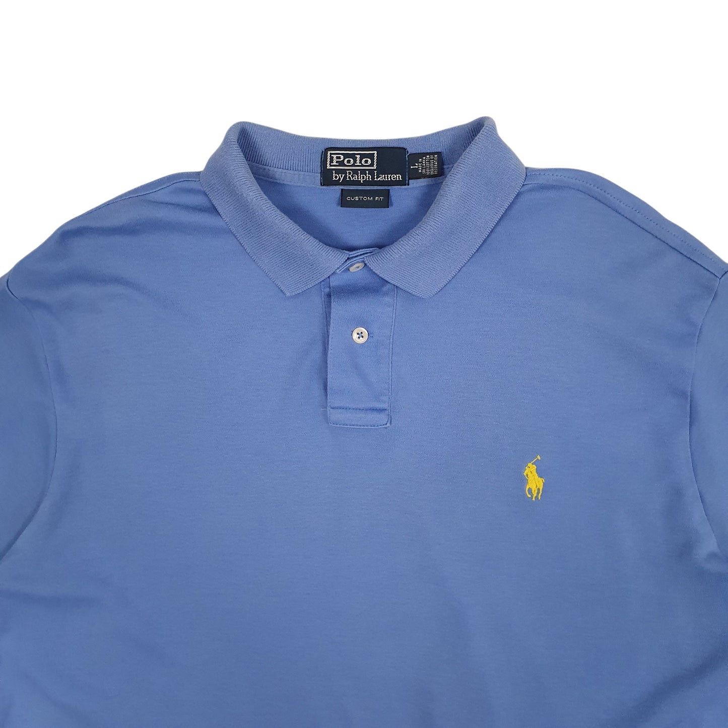 Mens Blue Polo Ralph Lauren Custom Fit  Polo Shirt