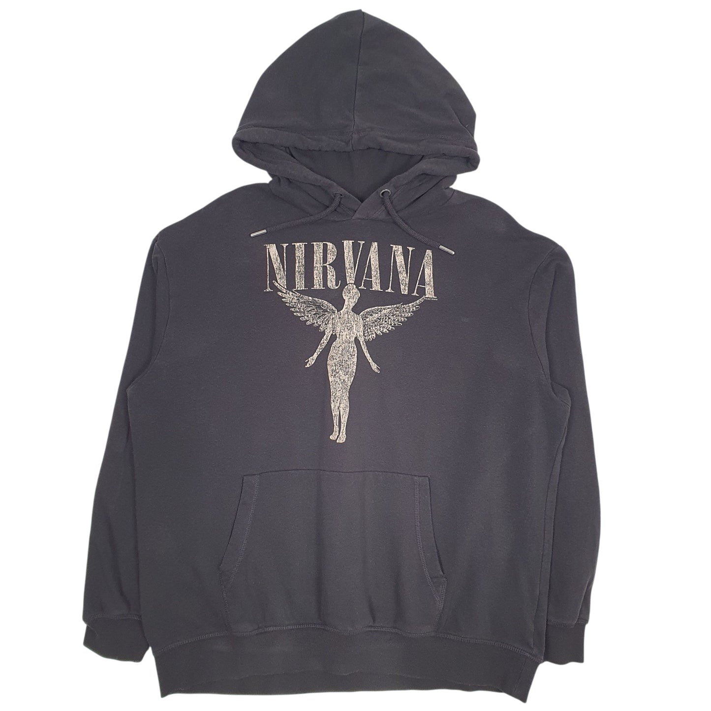 Mens Black H&M Baggy Nirvana Hoodie Jumper