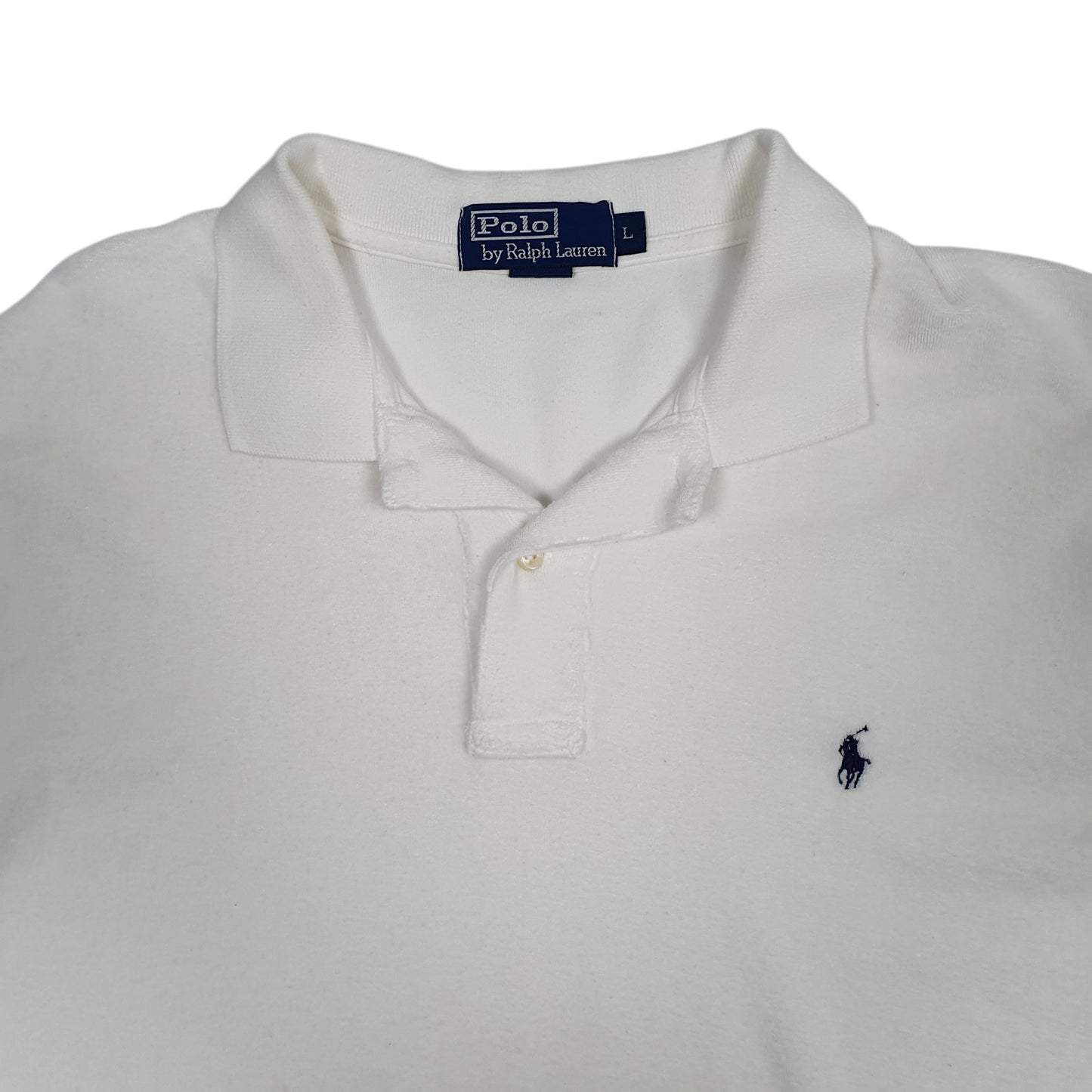 Mens White Polo Ralph Lauren Fleece  Polo Shirt