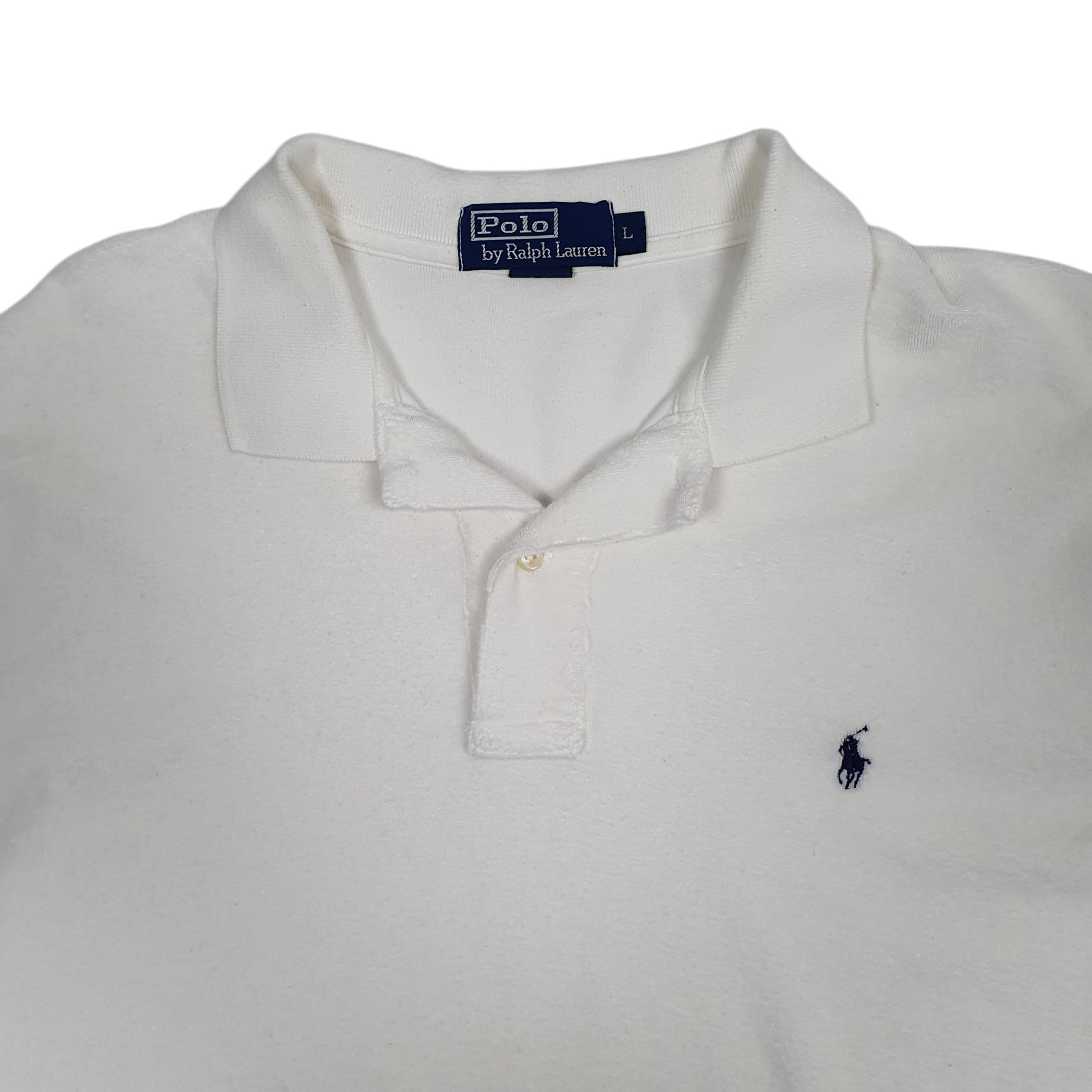 Mens White Polo Ralph Lauren Fleece  Polo Shirt