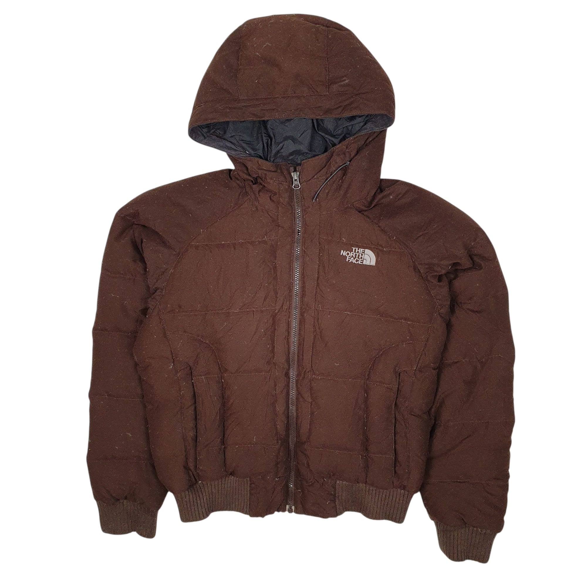 Womens Brown The North Face Hooded Cropped  Coat