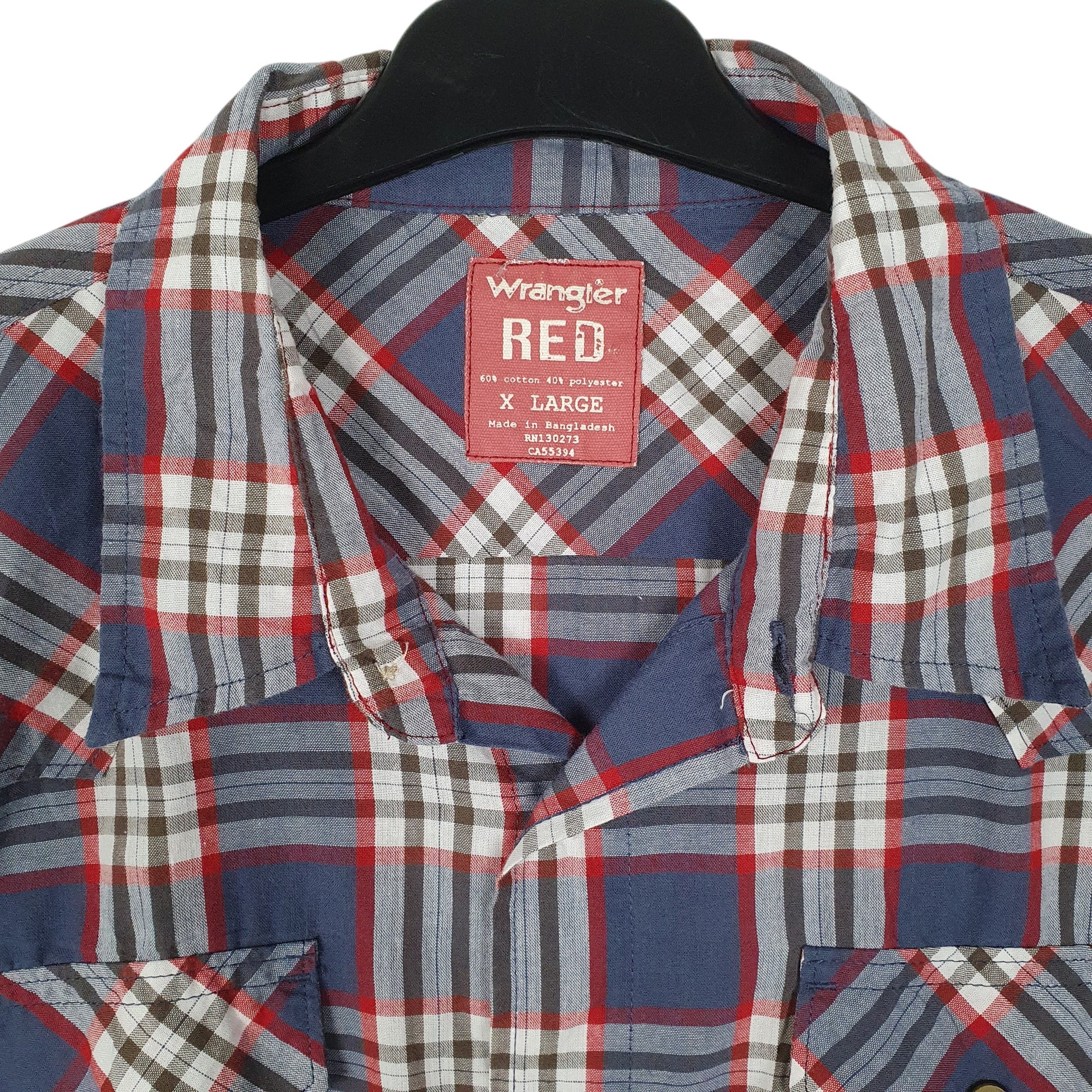 Mens Navy Wrangler Cowboy Pearl Snap  Shirt