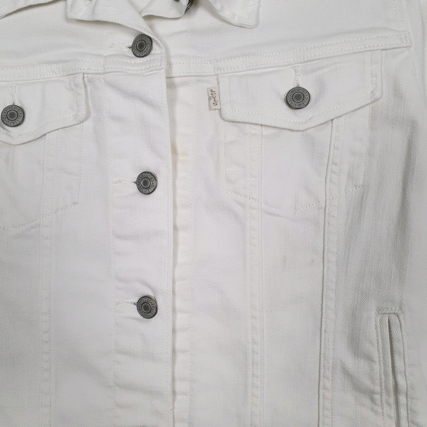 Womens White Levis Type 3 Trucker Crewneck Coat