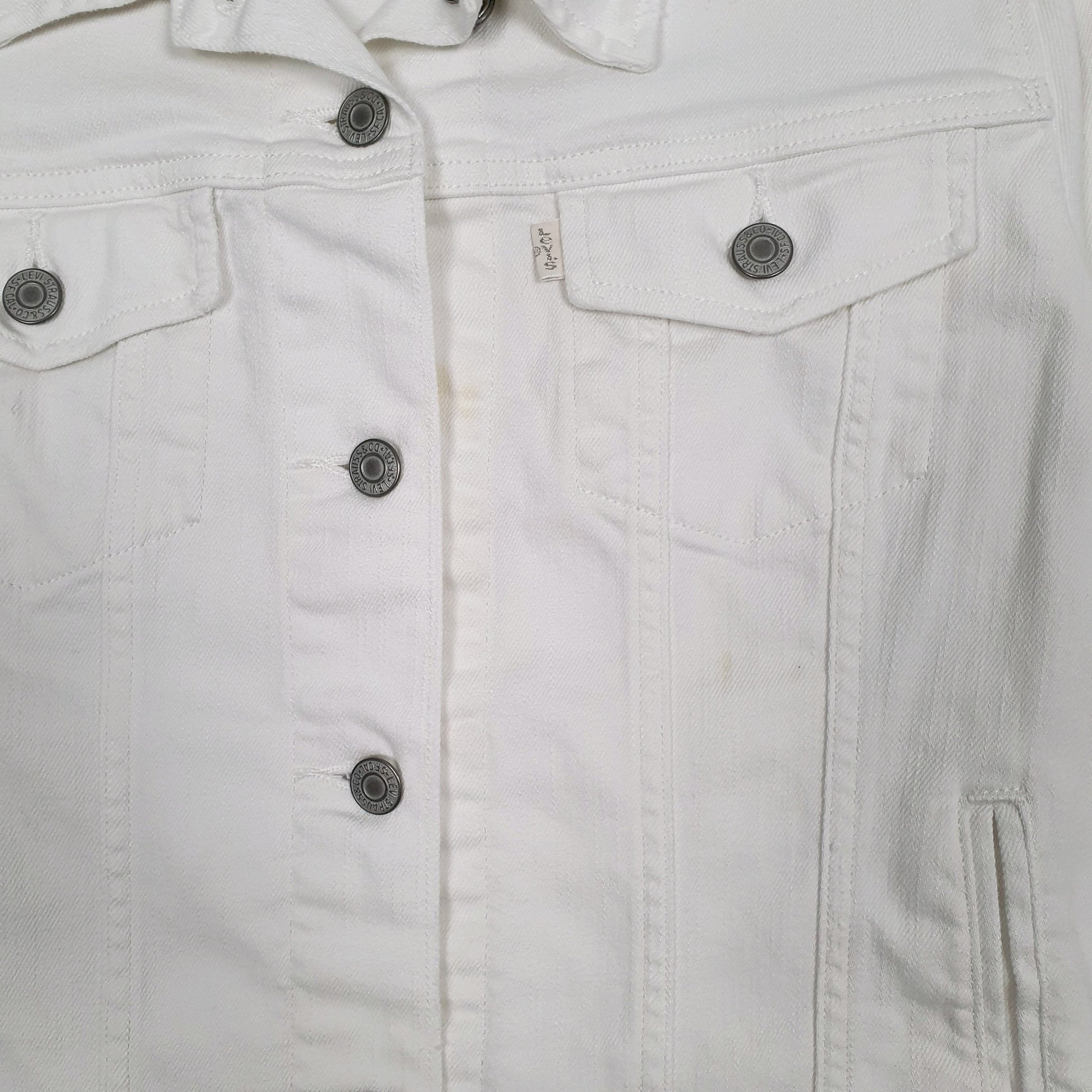 Womens White Levis Type 3 Trucker Crewneck Coat