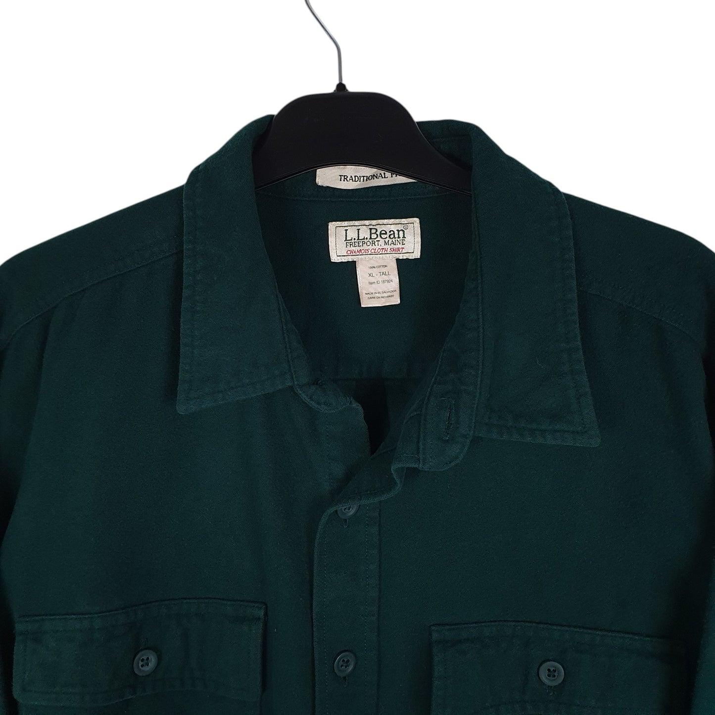 Mens Green L.L.Bean Thick Chamois  Shirt