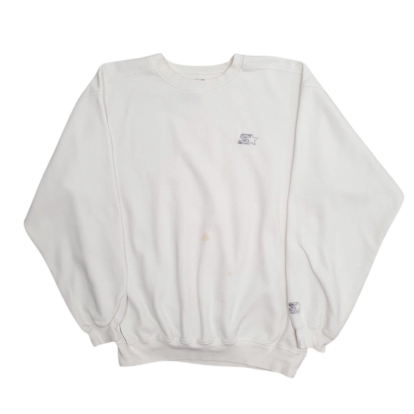 Mens White Starter  Crewneck Jumper