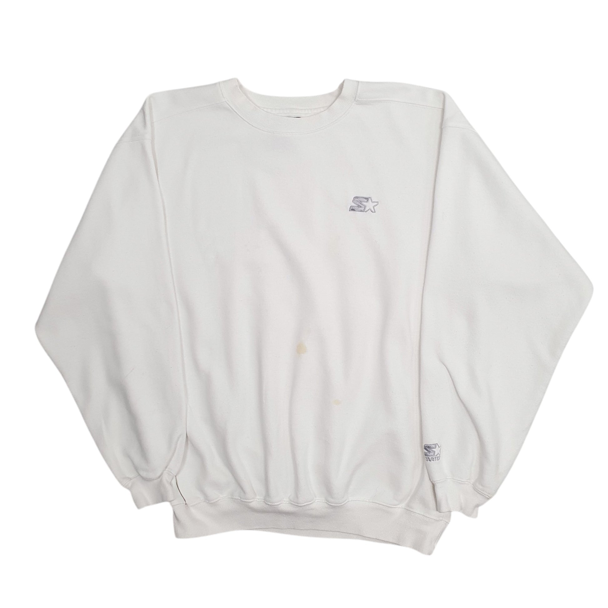 Mens White Starter  Crewneck Jumper
