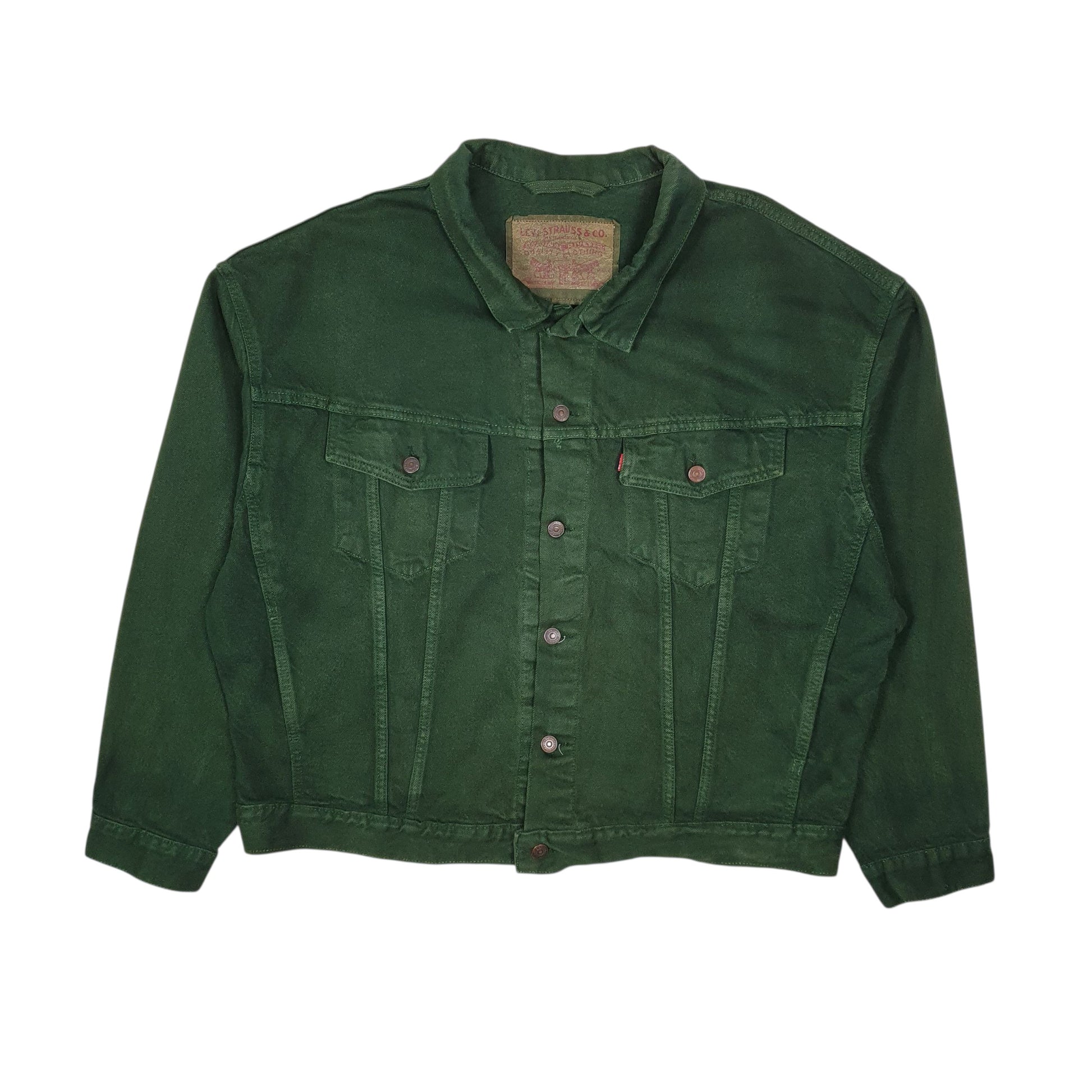 Mens Green Levis Vintage 1990s Type 3 Trucker Made In USA Full Zip Coat