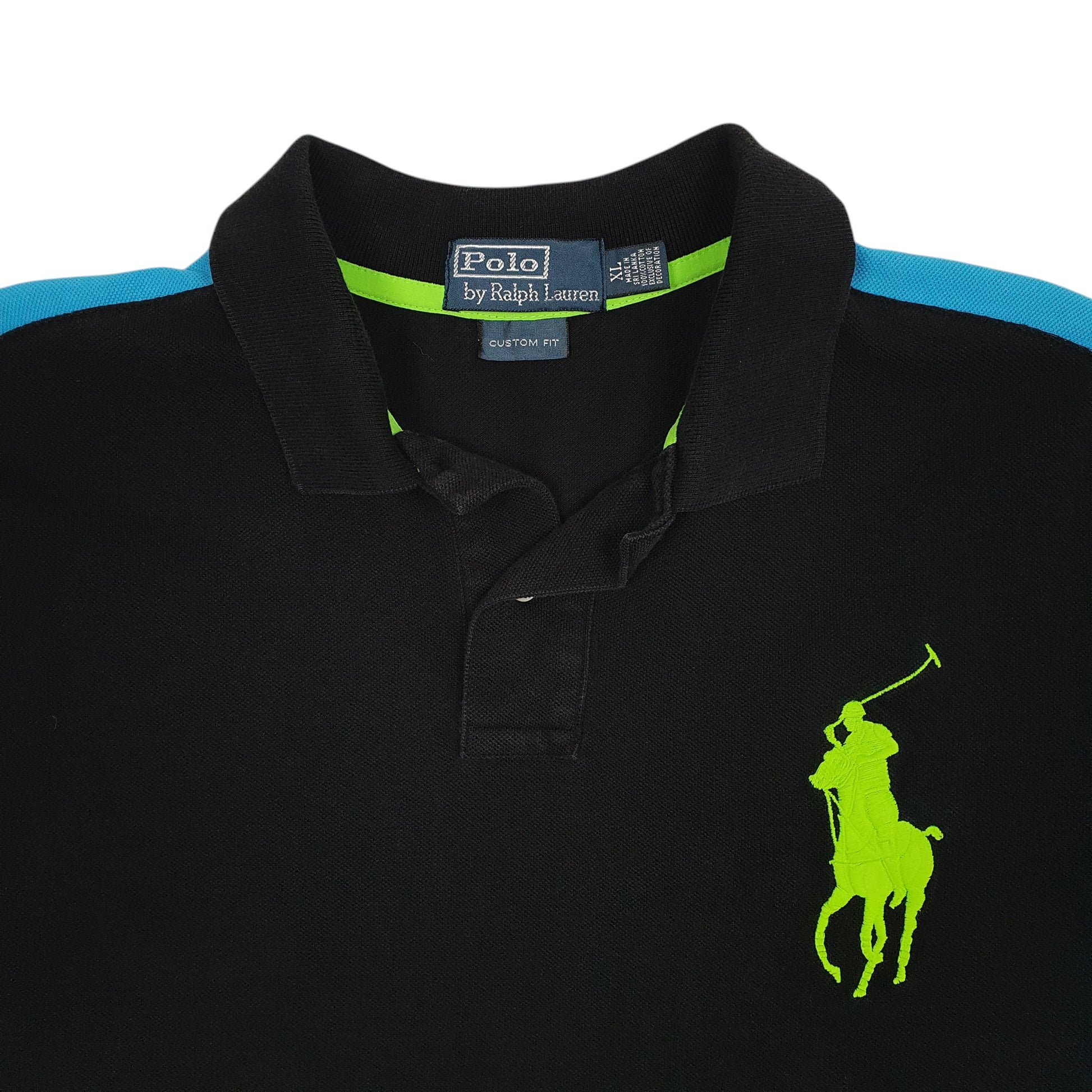 Mens Black Polo Ralph Lauren Custom Fit  Polo Shirt