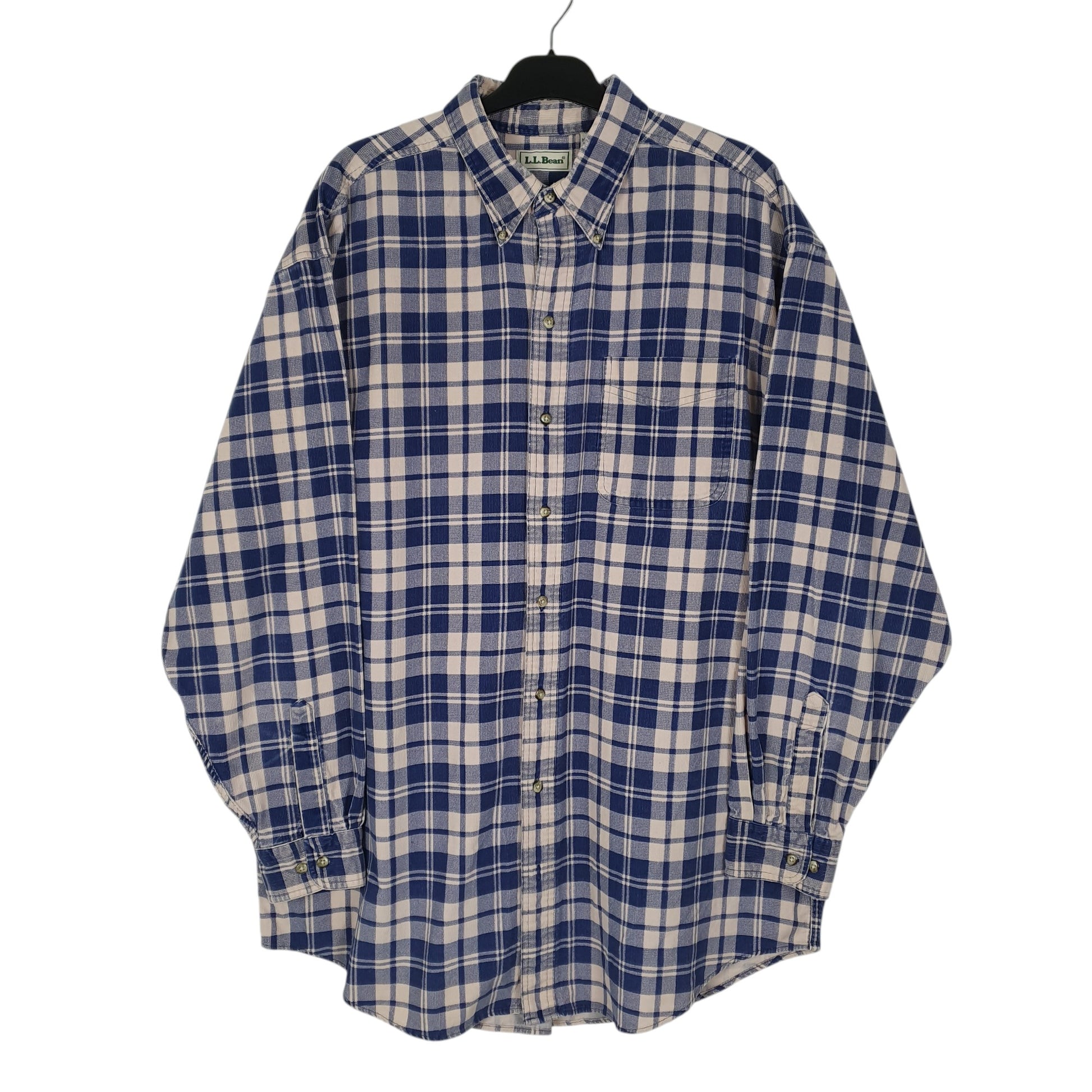 Mens Blue L.L.Bean Vintage 00s Thick Corduroy Long Sleeve Shirt