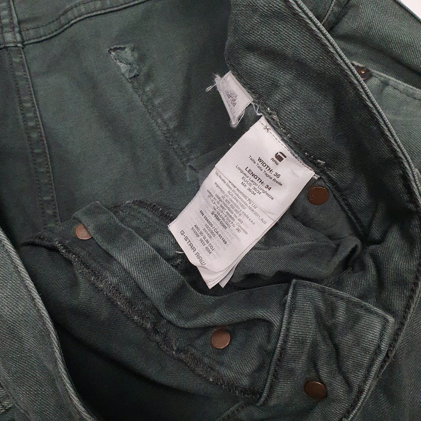 Mens Green G Star Raw   Jeans