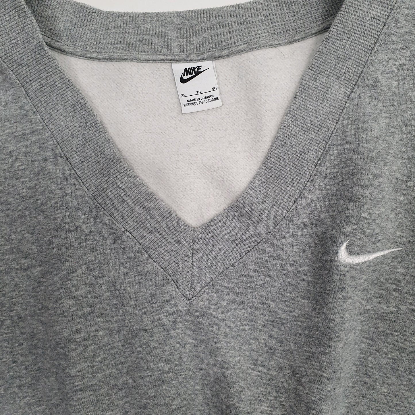 Womens Grey Nike Loose Fit Baggy V Neck Jumper
