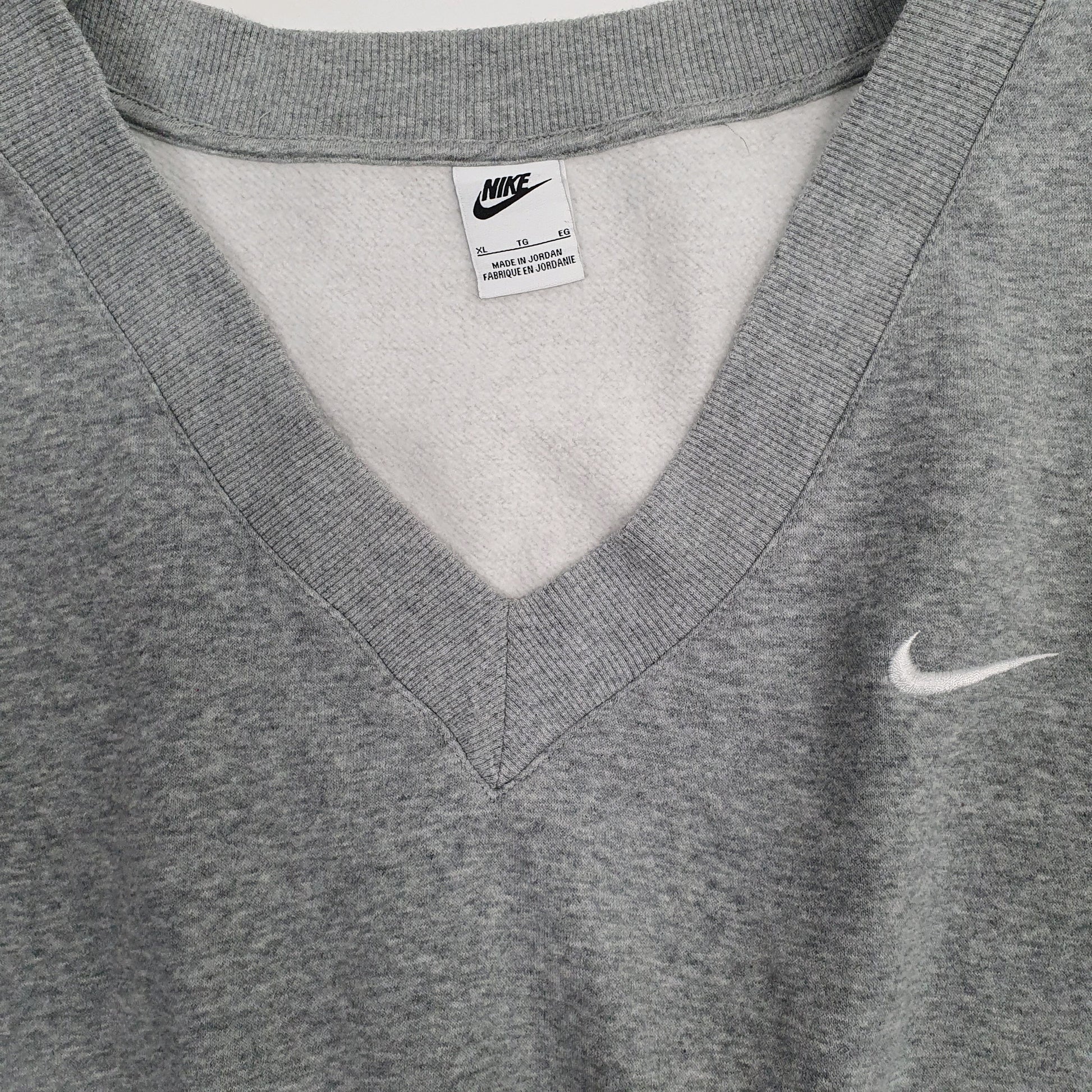 Womens Grey Nike Loose Fit Baggy V Neck Jumper