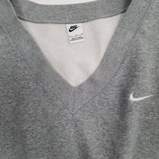 Womens Grey Nike Loose Fit Baggy V Neck Jumper