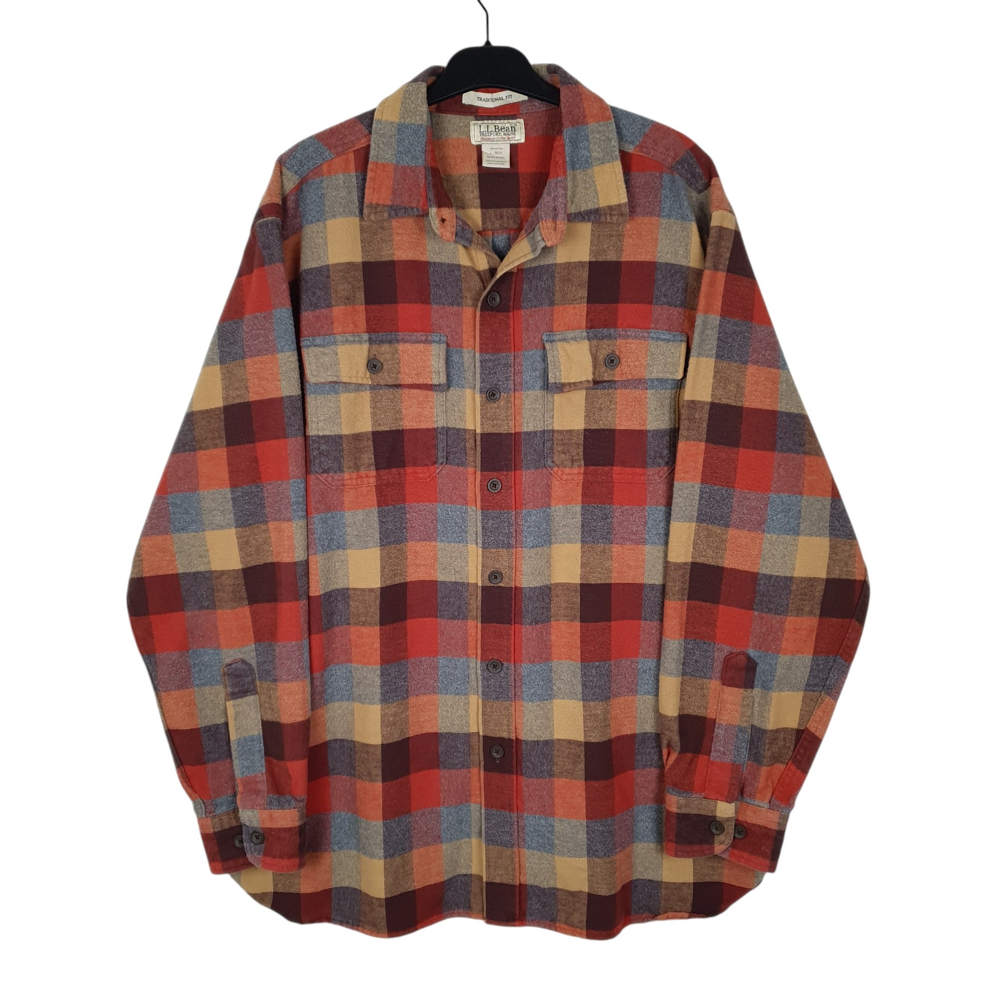 Mens Red L.L.Bean Thick Chamois Long Sleeve Shirt