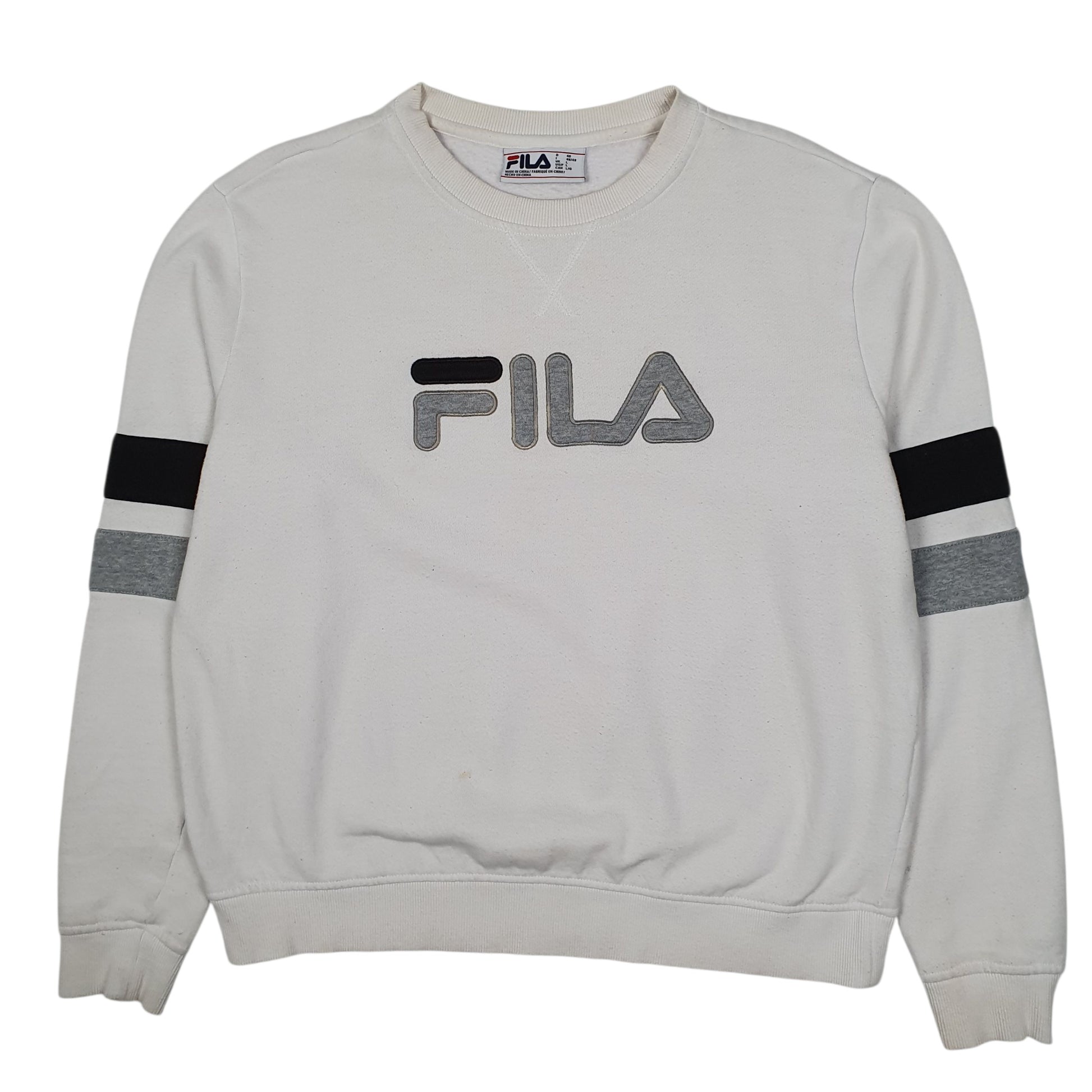 Womens White Fila  Crewneck Jumper