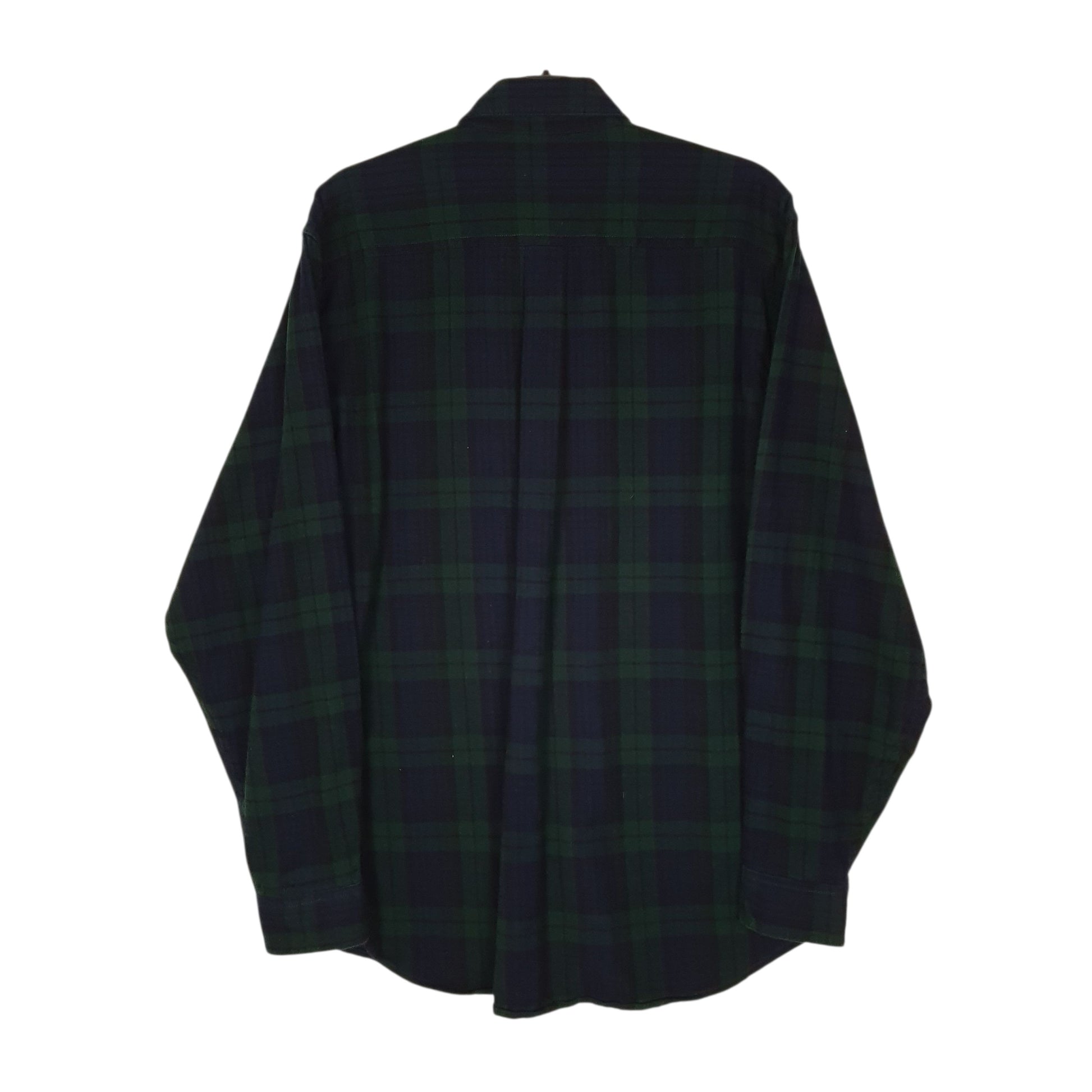 Mens Navy L.L.Bean Scotch Plaid Flannel  Shirt