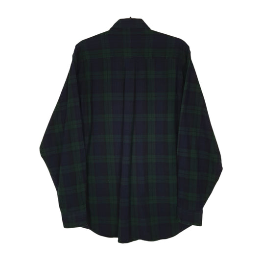 Mens Navy L.L.Bean Scotch Plaid Flannel  Shirt