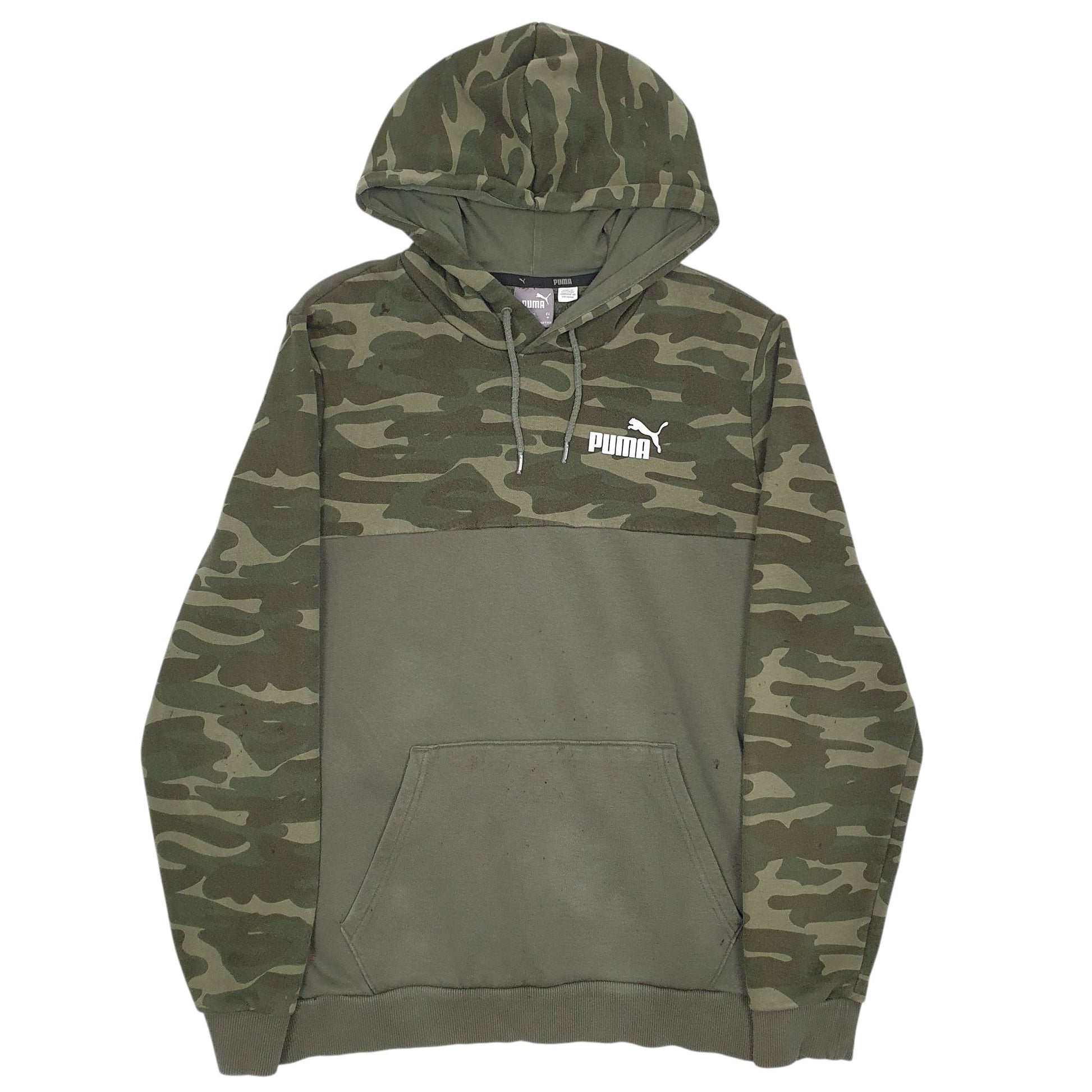 Mens Green Puma Camo Hoodie Jumper