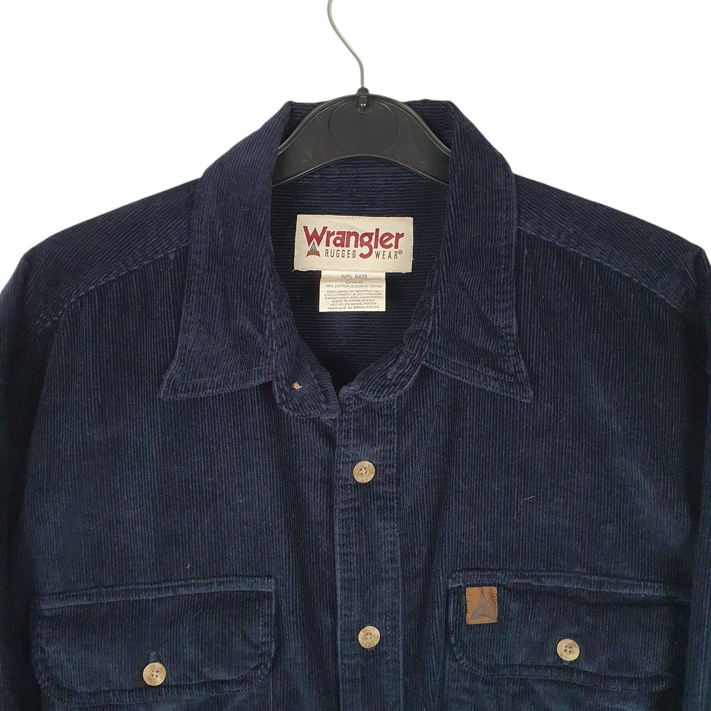 Mens Navy Wrangler Rugged Wear Corduroy  Shirt