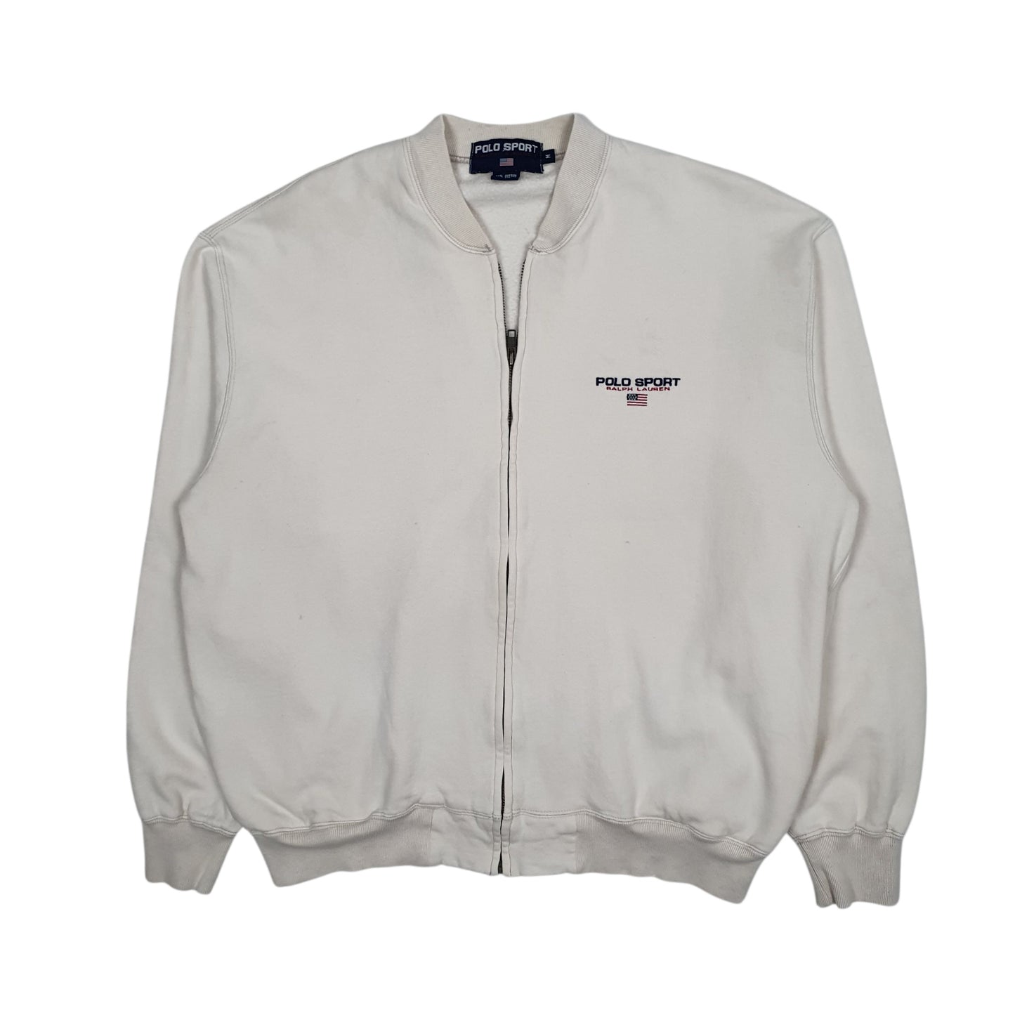 Mens White Ralph Lauren Polo Sport Full Zip Jumper