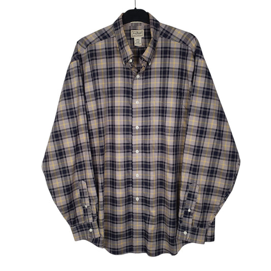 Mens Grey L.L.Bean US Army Tartan Long Sleeve Shirt
