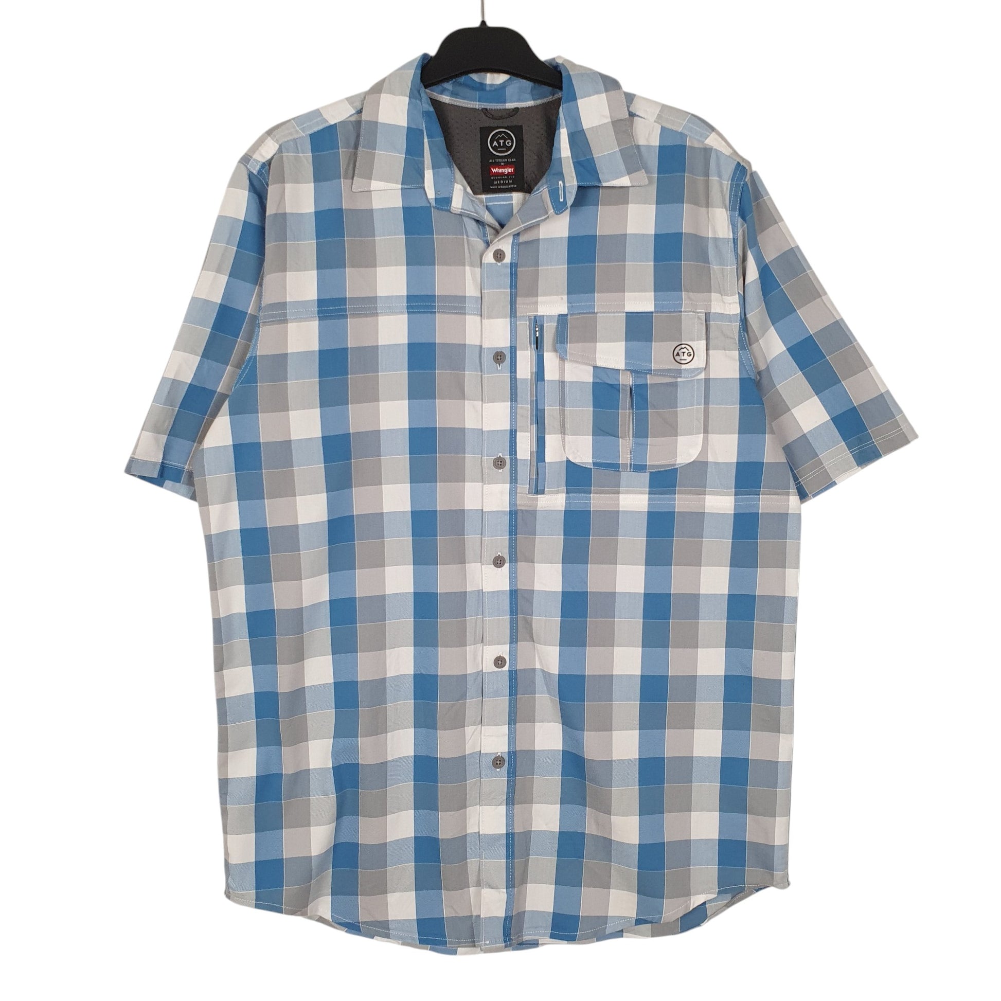 Mens Blue Wrangler ATG Short Sleeve Shirt