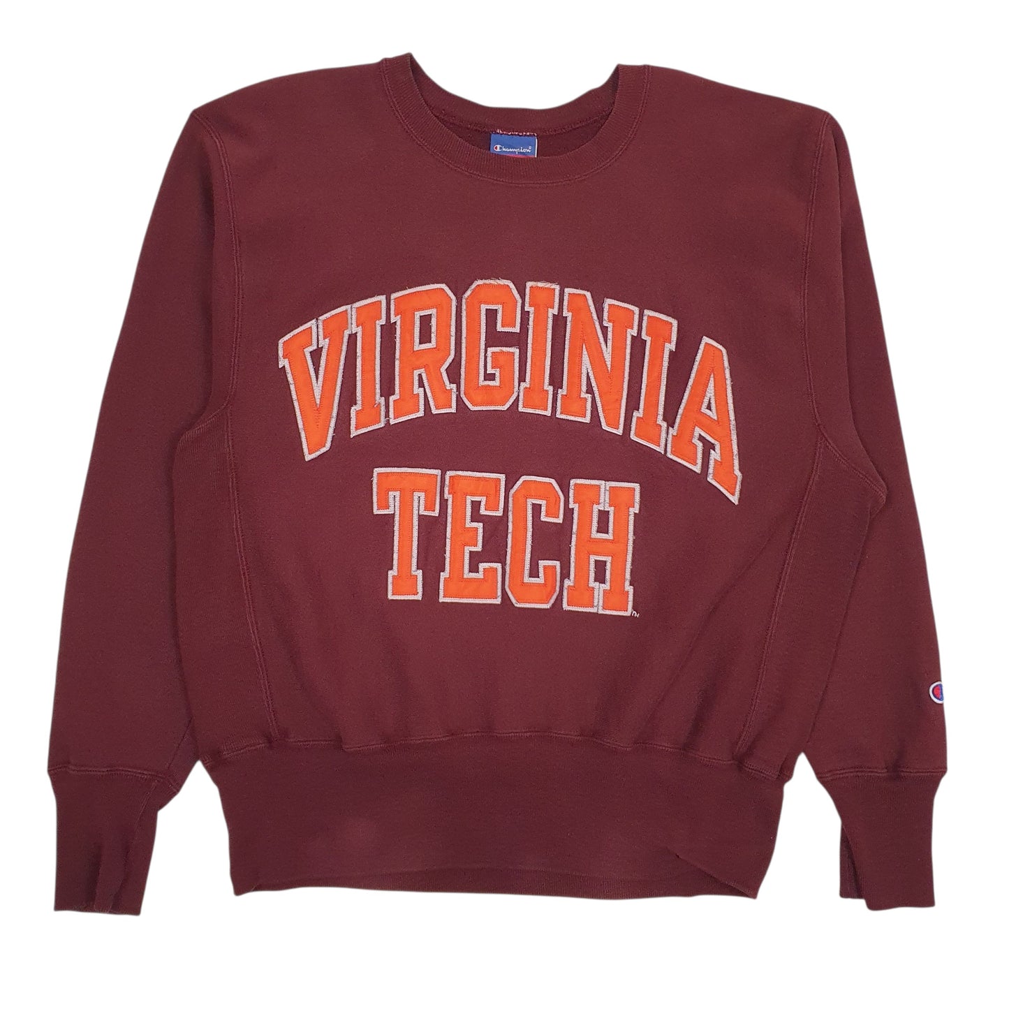 Mens Burgundy Champion Reverse Weave Virginia Tech Crewneck Jumper