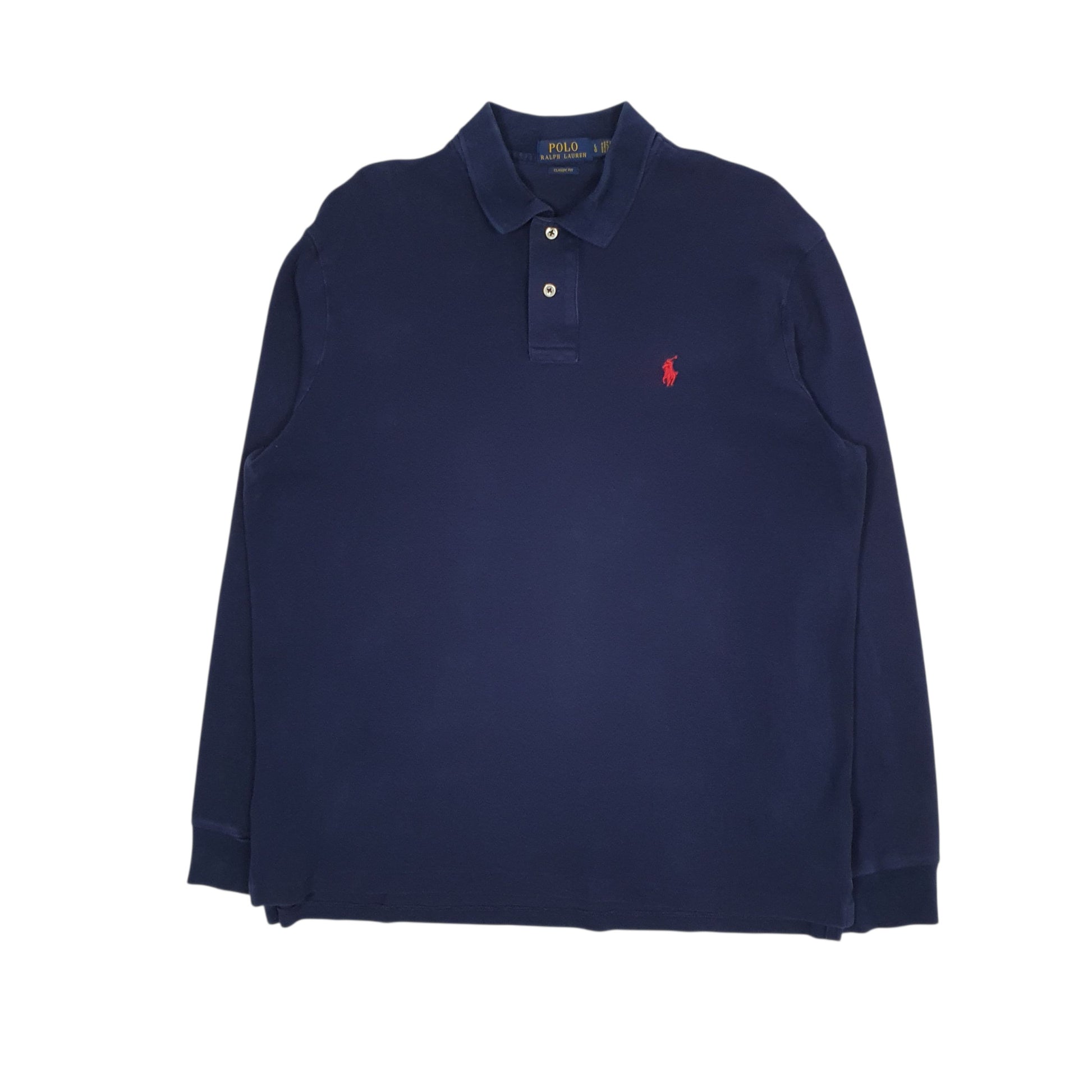 Mens Navy Polo Ralph Lauren Classic Fit Long Sleeve Polo Shirt