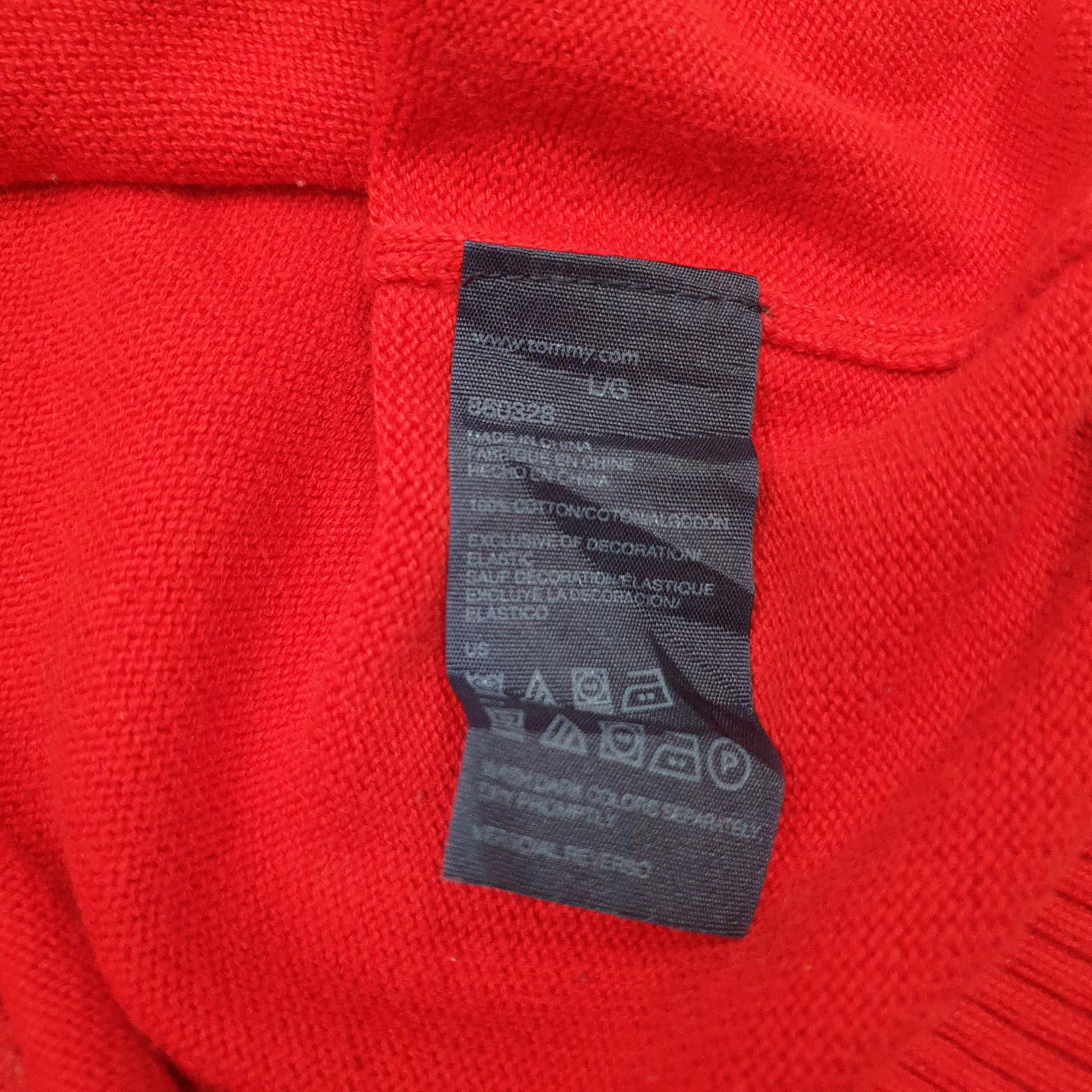 Mens Red Tommy Hilfiger  V Neck Jumper