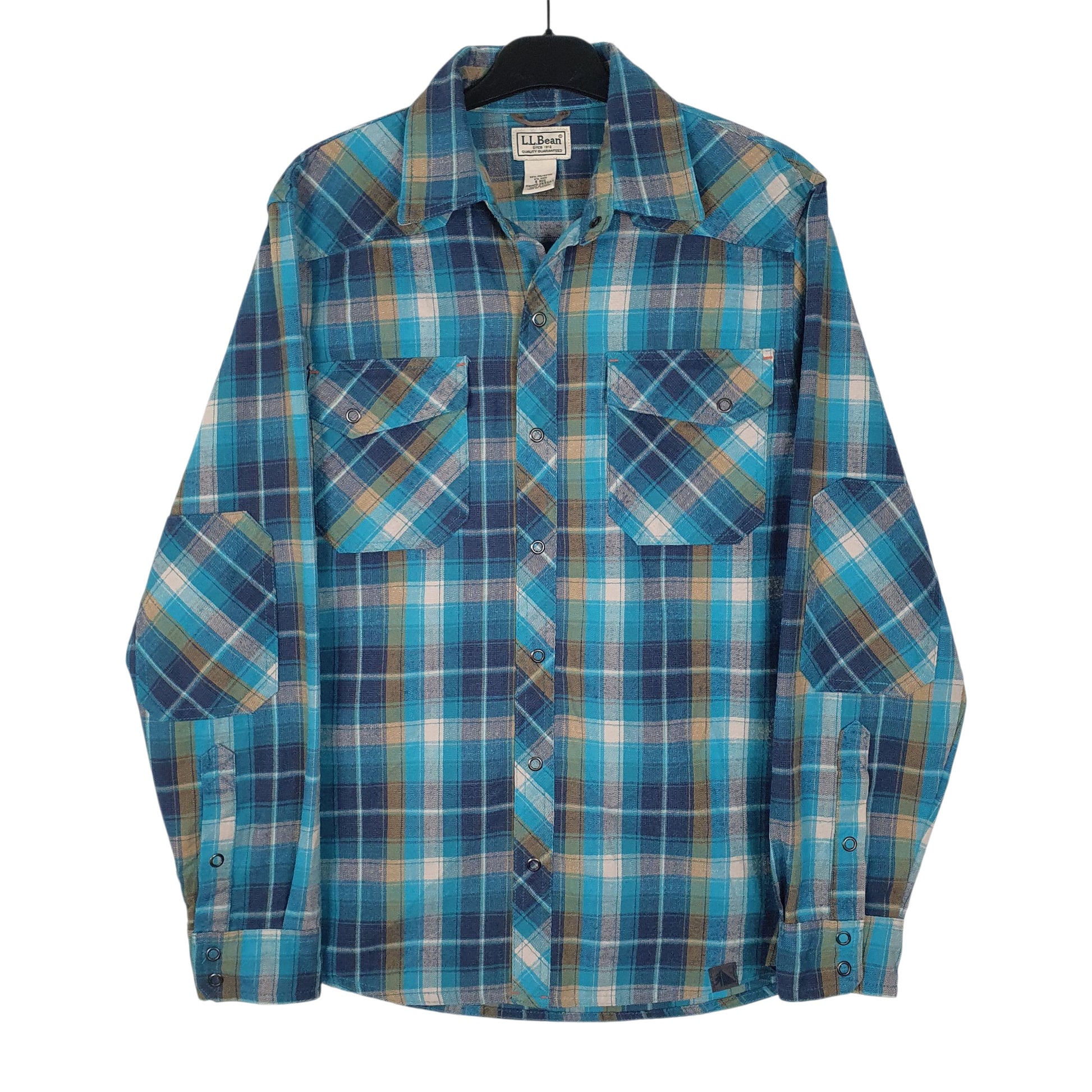 Mens Blue L.L.Bean Flannel Long Sleeve Shirt
