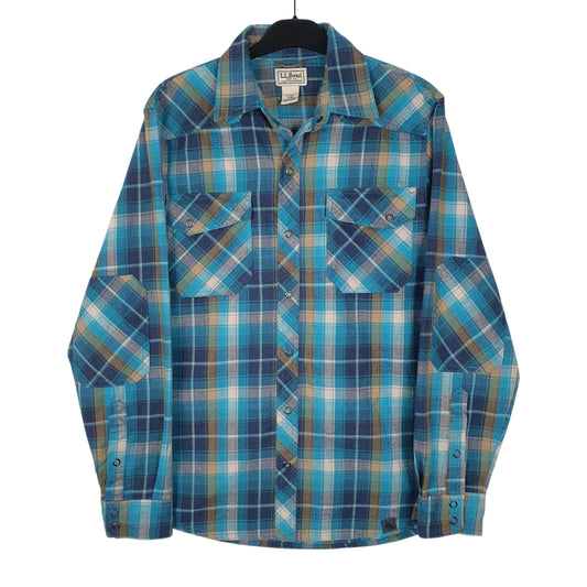 Mens Blue L.L.Bean Flannel Long Sleeve Shirt